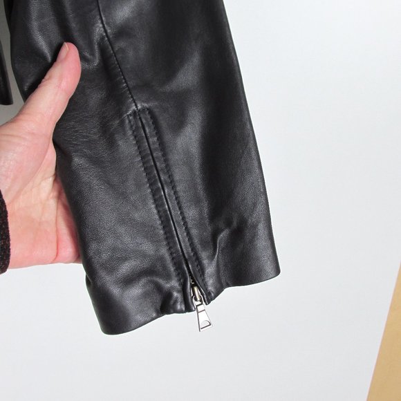 Classiques Entier Dark Dark Purple Soft Leather Crop Jacket Moto Side Zip Size M - Picture 7 of 12